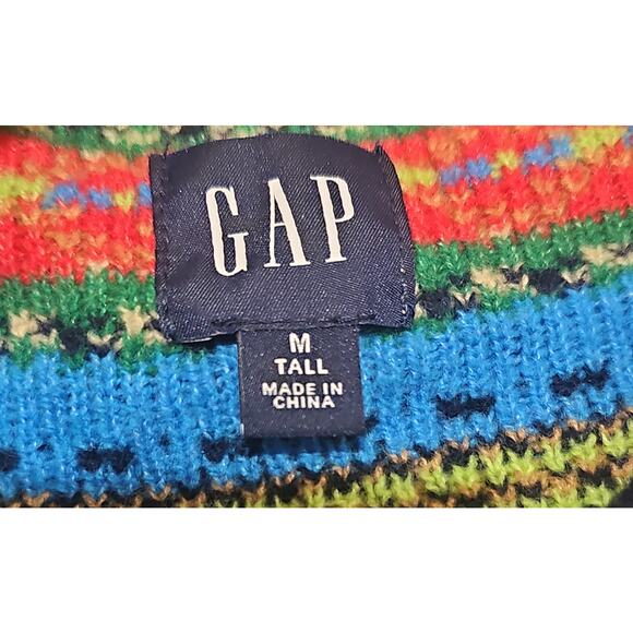 Gap Cashsoft Crewneck Sweater Fair Isle Womens Medium Tall Navy Pink - Picture 7 of 9